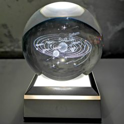 Sfera de cristal 3d sistem solar cu suport led iluminat