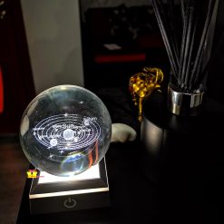 Sferă de Cristal 3D Sistem Solar cu Suport LED și USB - imagine 5