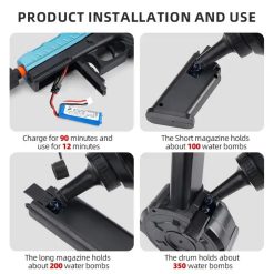 Pistol automat cu bile gel, baterie/usb, Desert Eagle Gel Blaster - imagine 8