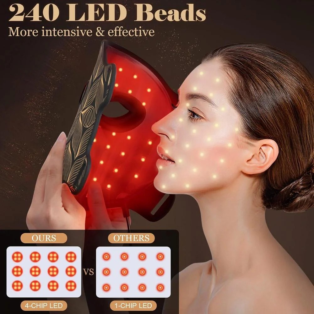 Masca LED Fototerapie din Silicon cu Lumina NIR 850nm – 240 LED-uri - imagine 3